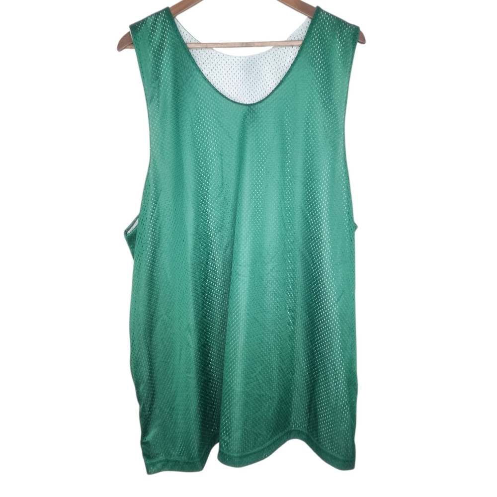 A4 Reversible Sleeveless Basketball Jersey Shirt in Green and White Size 2XL